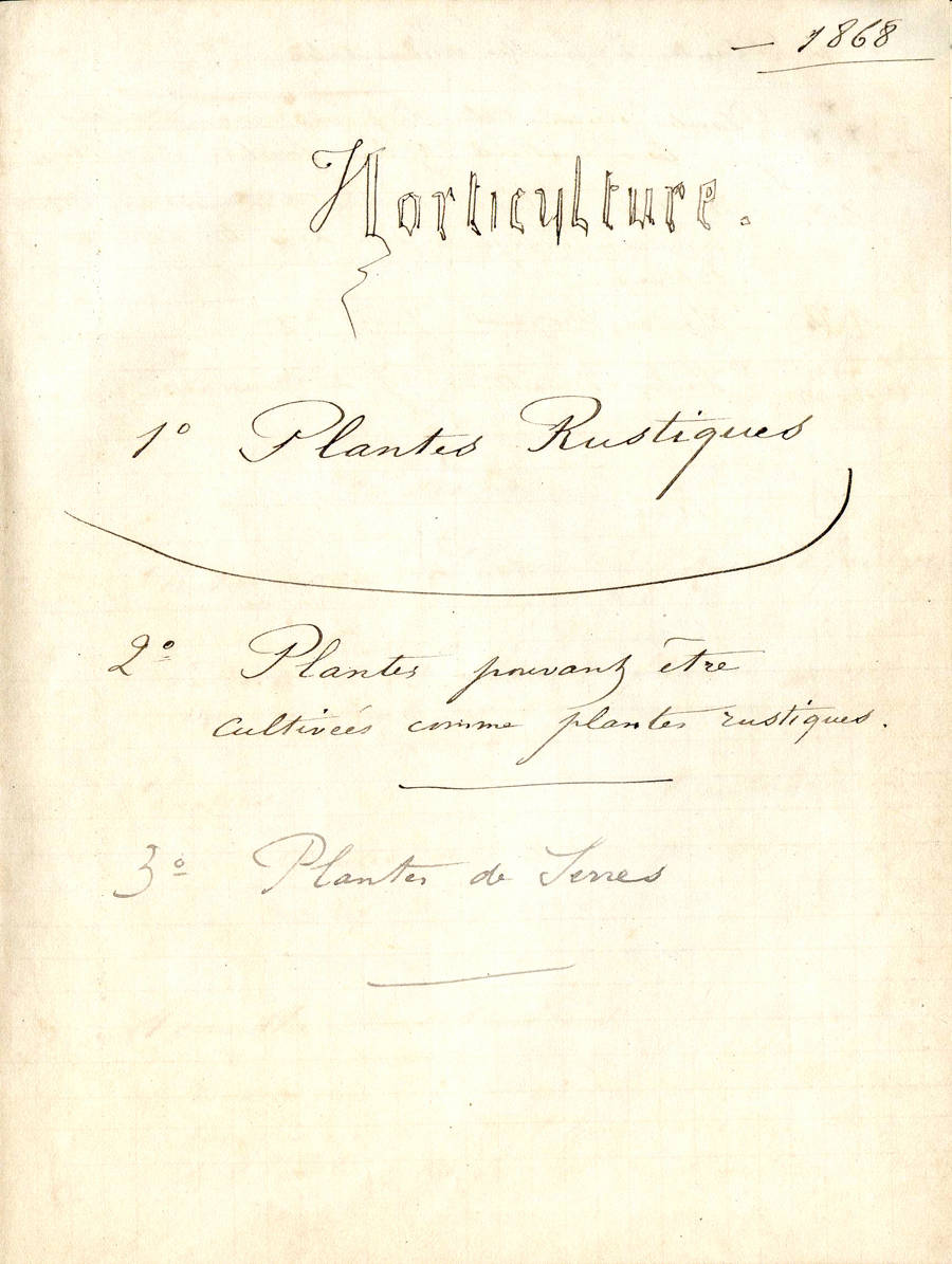 Cahier d'horticulture 1868